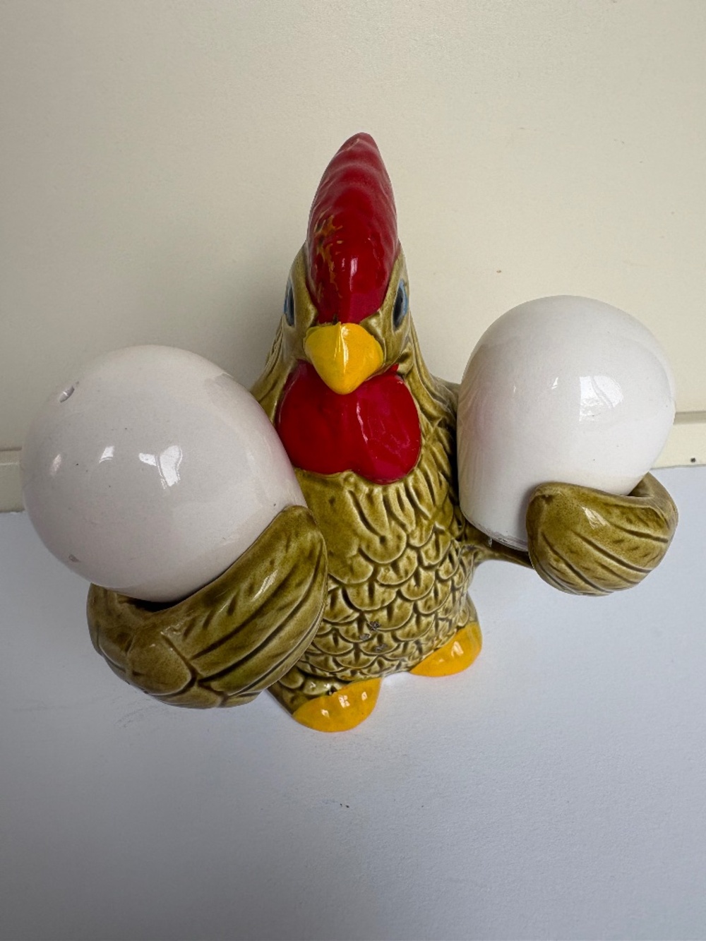 Vintage Ceramic Chicken with Salt and Pepper Shakers